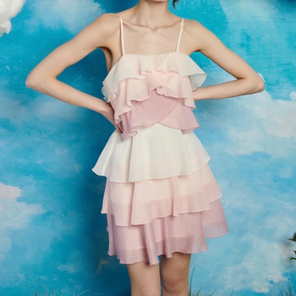 Sister Jane HONEY RUFFLE MINI DRESS - LUSH PINK / L - Picture 1 of 1